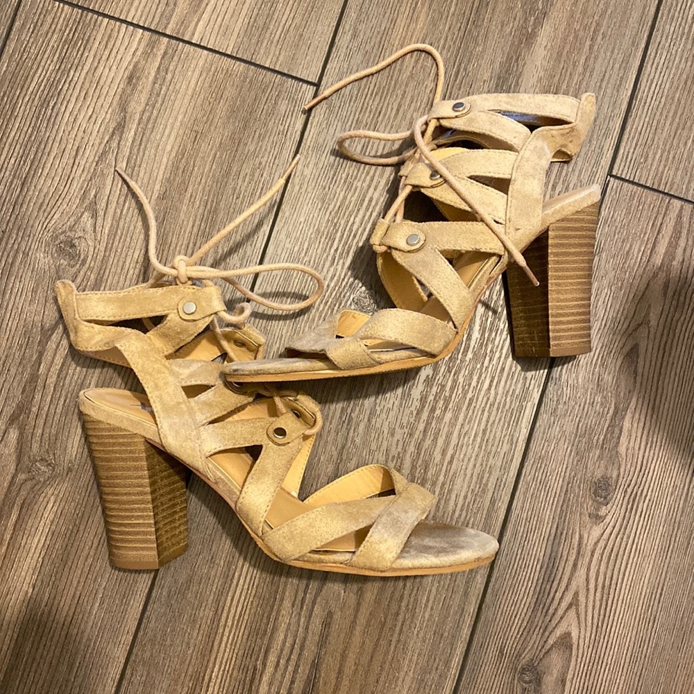 Lace up XOXO sandals like brand new with brand new lifts